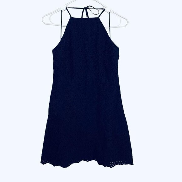Gap Navy Blue Eyelet Halter Dress - Picture 1 of 5